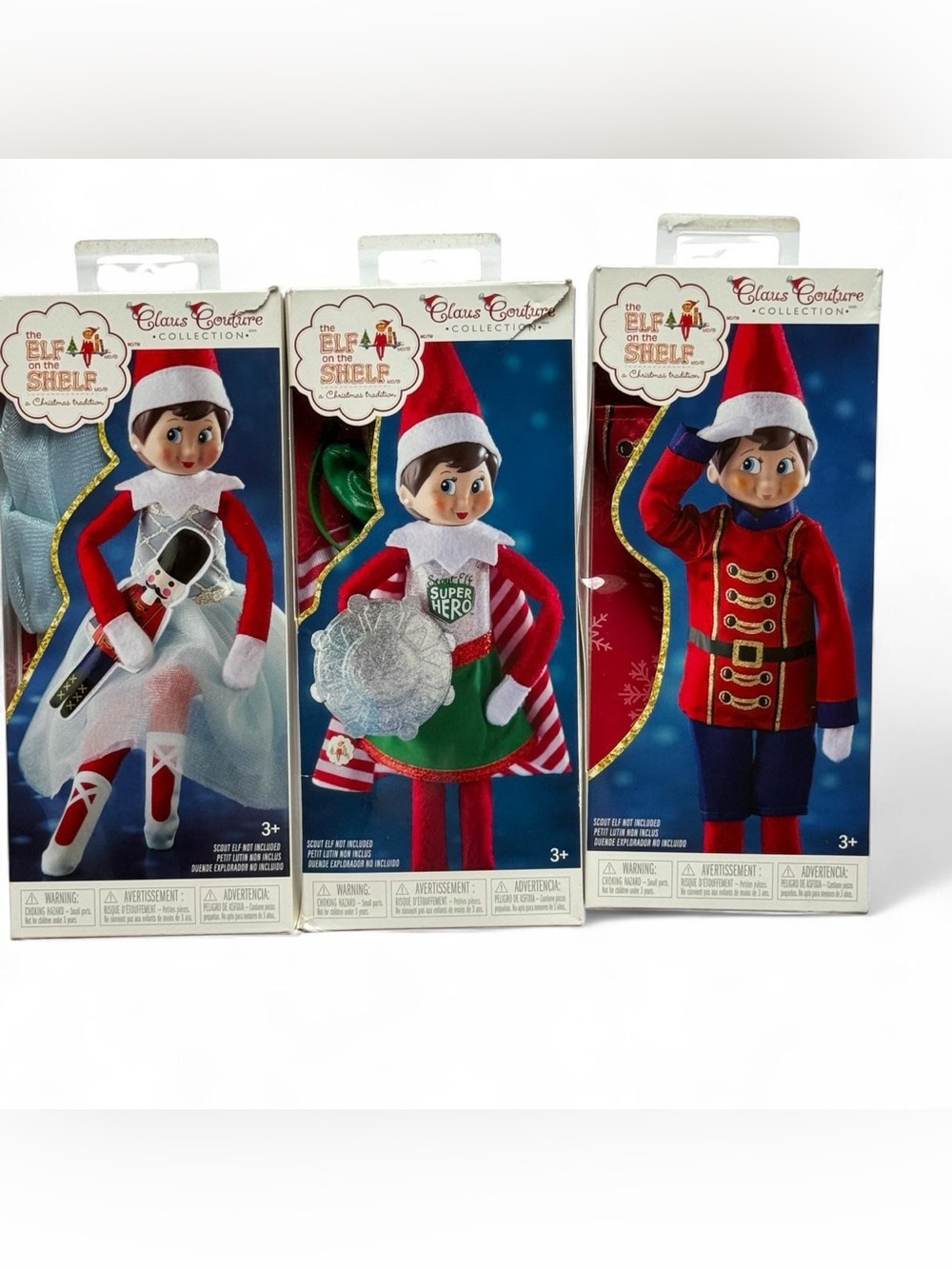 Elf on the Shelf Claus Couture 3 Outfit Bundle Sugar Plum Soldier Super Hero